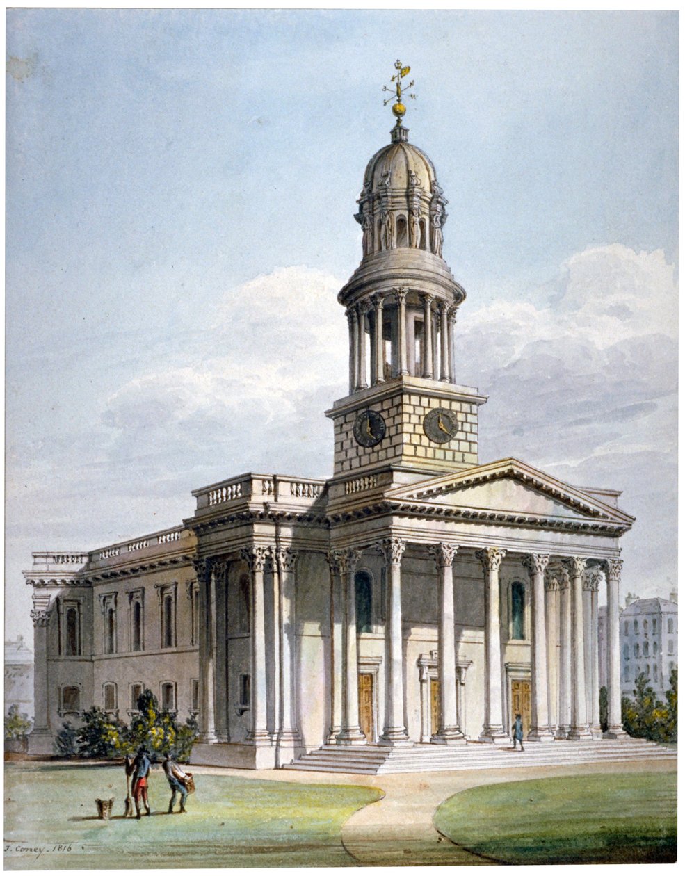 St Marylebone Yeni Kilisesi, Londra, 1816. by John Coney