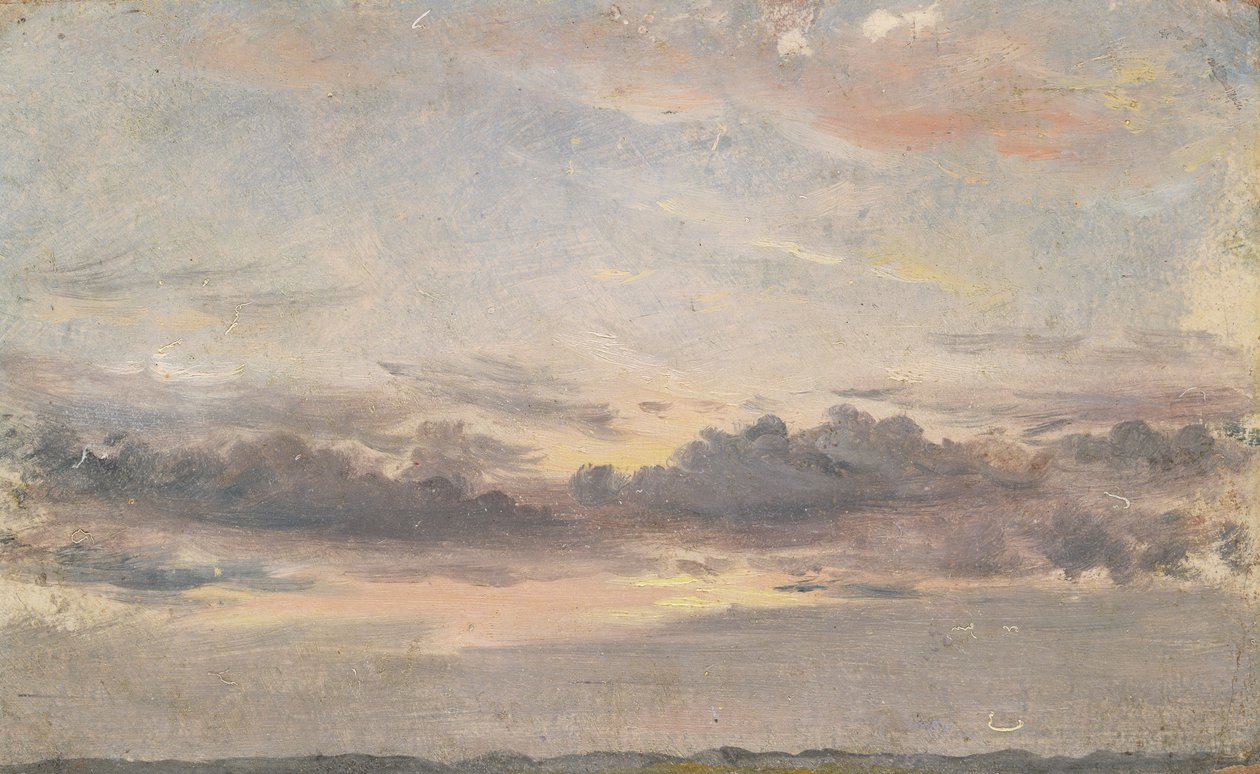 A Cloud Study, Sunset, c.1821 (değirmen tahtasında kağıt üzerine yağlı boya) by John Constable