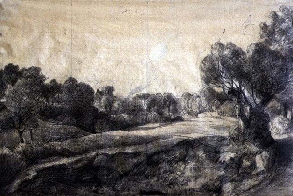 A Dell, c.1805 (devetüyü kağıda siyah tebeşir) by John Constable