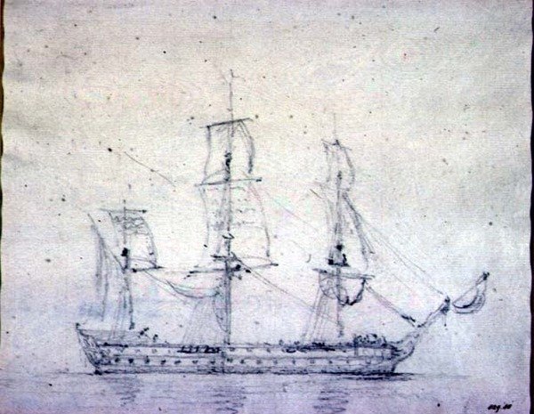 Bir Man-o-war (kağıt üzerinde grafit) by John Constable