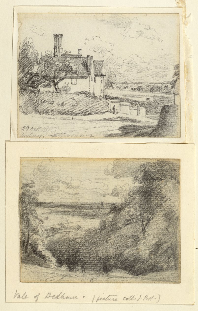 Gun Hill yakınlarında bir Malikane, 1815 ve Dedham, Langham, c.1815 by John Constable