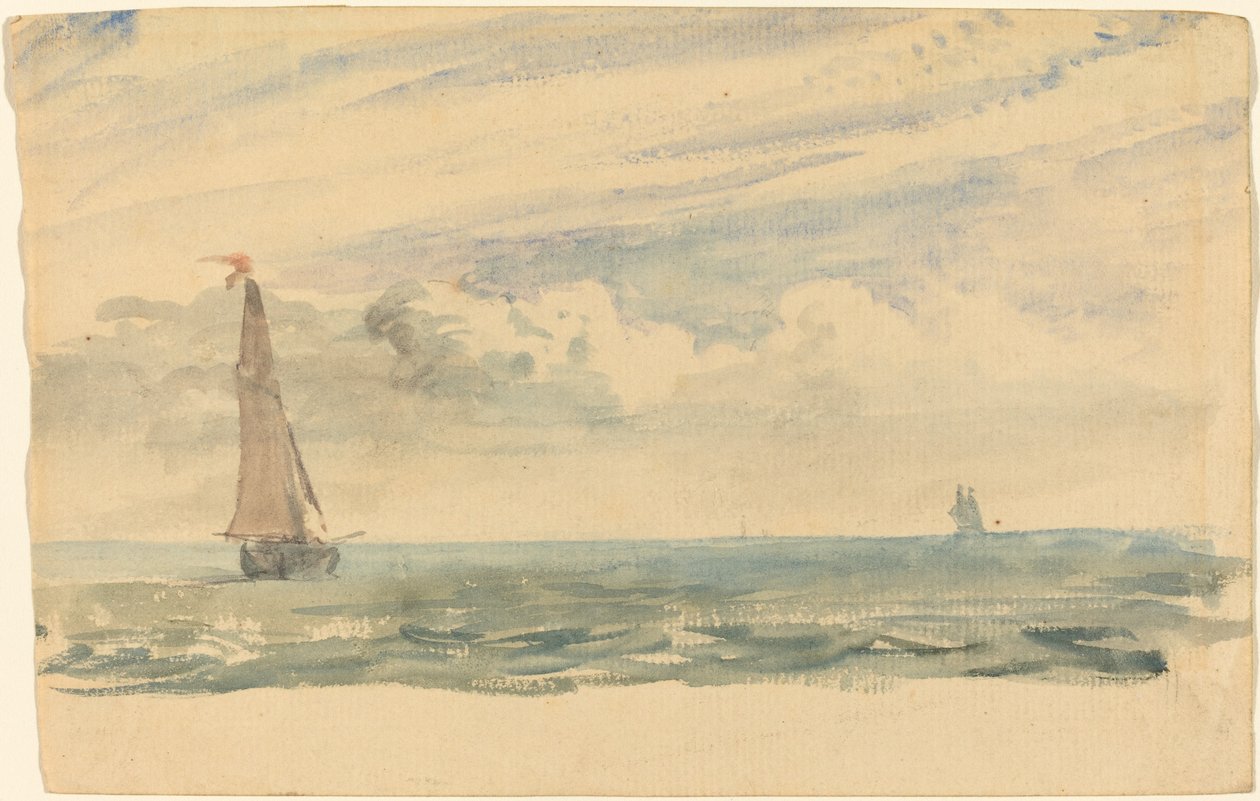 İki Yelkenli Tekneli Deniz Manzarası by John Constable