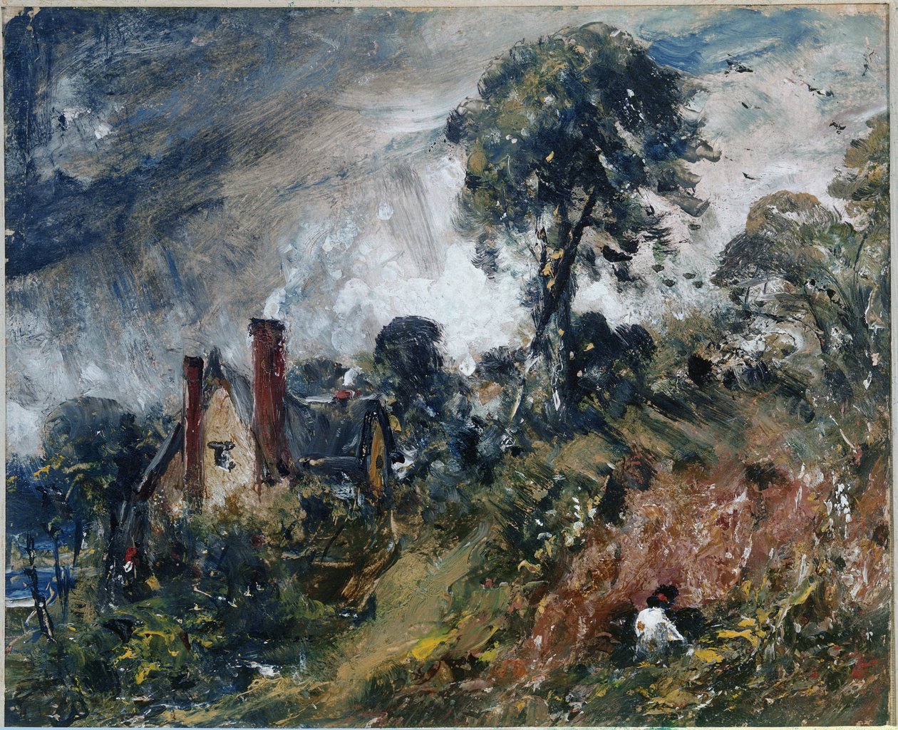 Ağaçlar arasında, kumlu bir kulübe (tuval üzerine yağlı boya by John Constable