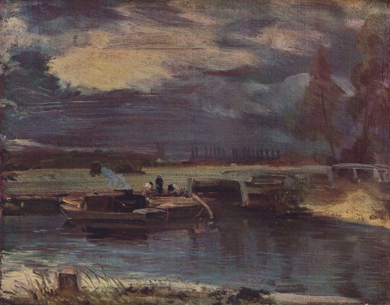 Uzakta Dedham Kilisesi ile Stour'daki mavnalar, c1811 by John Constable