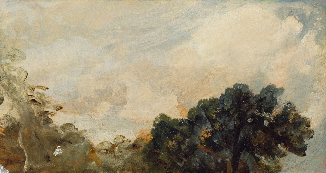 Ağaçlarla Bulut Çalışması, 1821 (gemiye serilmiş kağıt üzerine yağlı boya) by John Constable