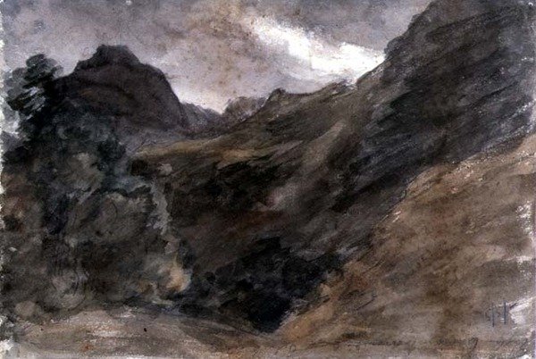 Eagle Crag, Borrowdale, 1806, (rekto) (kalem ve wc) by John Constable