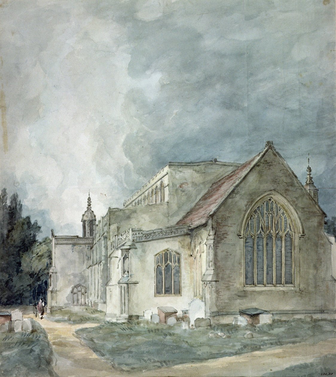 Doğu Bergholt Kilisesi, c.1805-11 (sulu boya) by John Constable