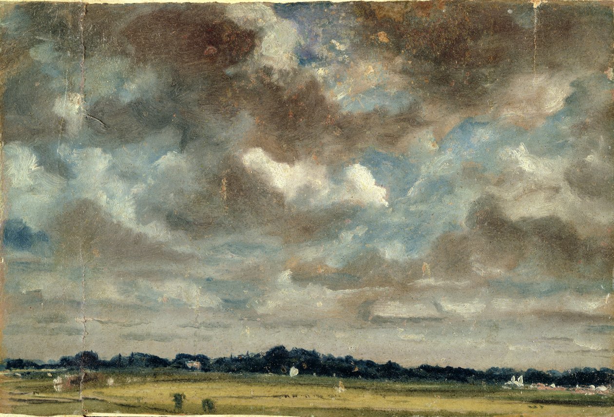Gri Bulutlu Geniş Manzara, c.1821 (tuval üzerine kağıt üzerine yağlı boya) by John Constable