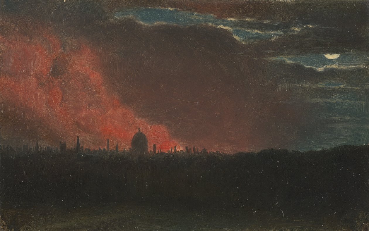 Hampstead'den Görülen Londra'daki Yangın by John Constable
