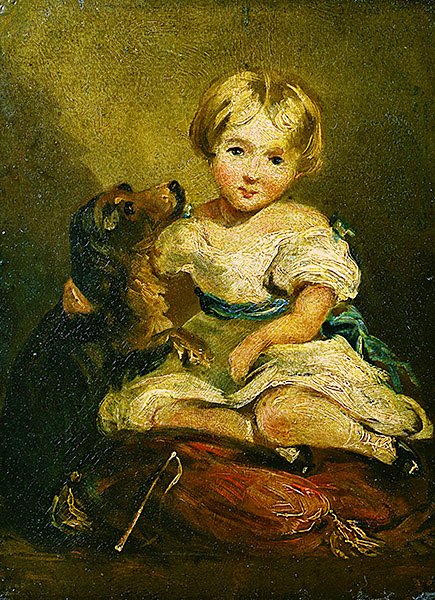 Köpekli kız (tuval üzerine yağlı boya) by John Constable