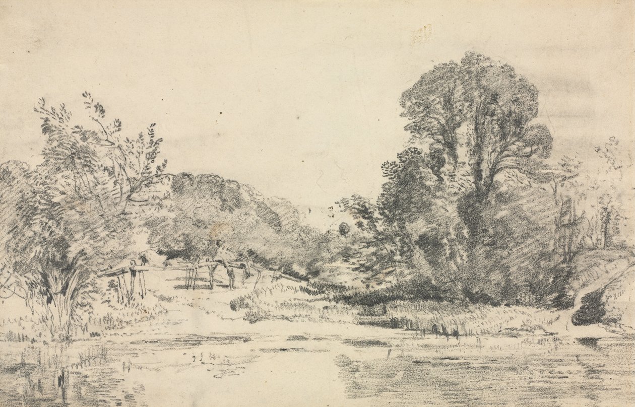 Bir Göleti Çevreleyen Ağaçlarla Peyzaj by John Constable