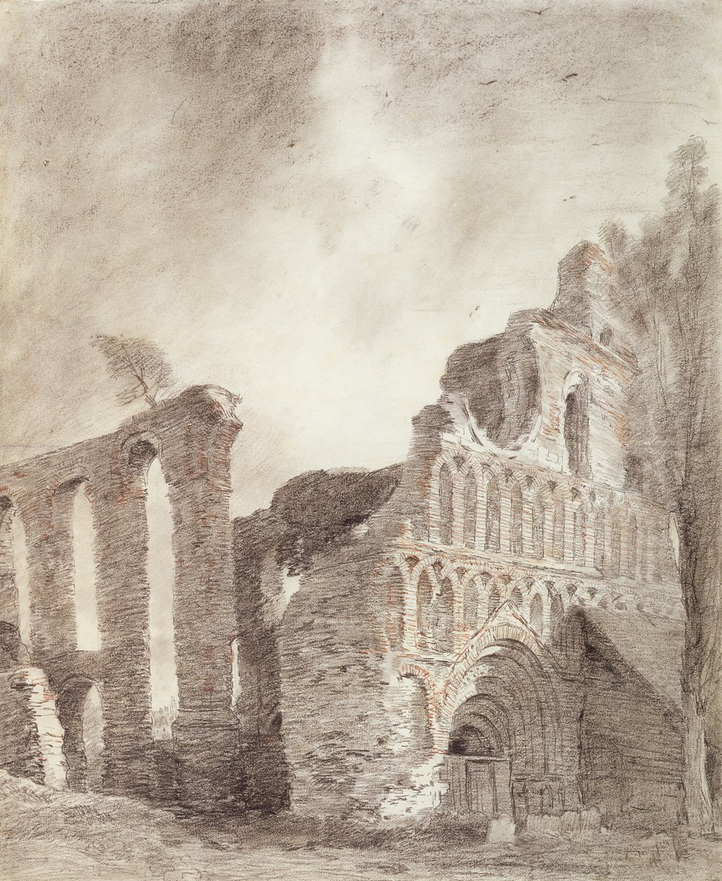 St. Botolph Manastırı Harabesi, Colchester, c.1809 (kağıt üzerinde tebeşir ve kurşun kalem) by John Constable