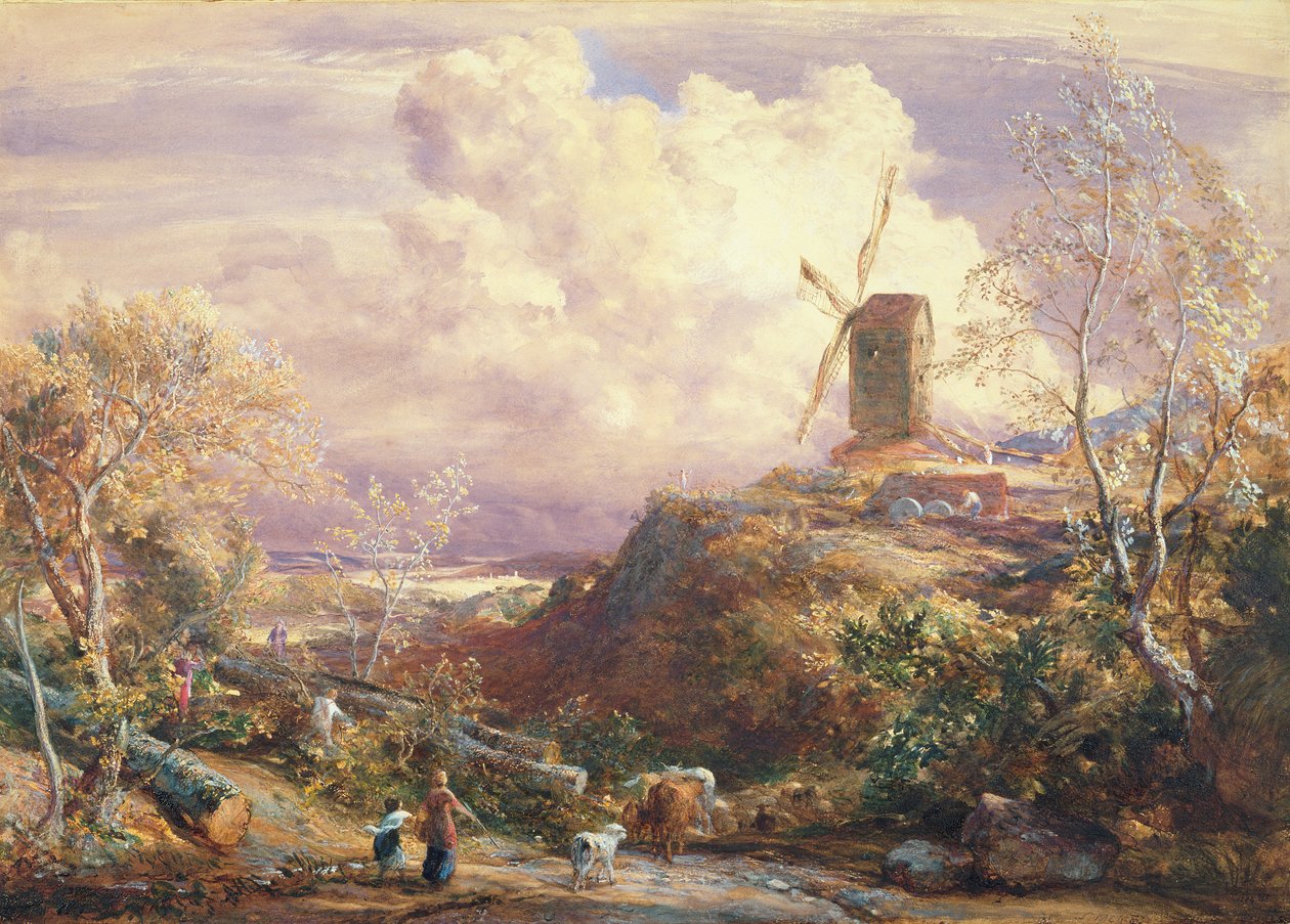 Sığır Değirmenleri ile Tepede Yel Değirmeni by John Constable