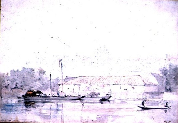 Nehirden Windsor Kalesi, 1802 (kalem ve kırmızı tebeşir ve sulu boya) by John Constable