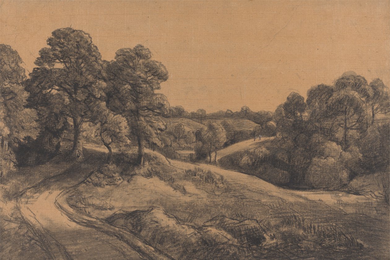Uzaklaşan Yollu Ormanlık Yamaç by John Constable
