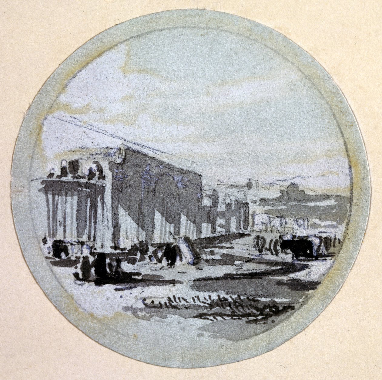 Bina, Londra ve Birmingham Demiryolu, c.1838 (kalem ve mürekkep ve kağıt üzerinde yıkama) by John Cooke Bourne