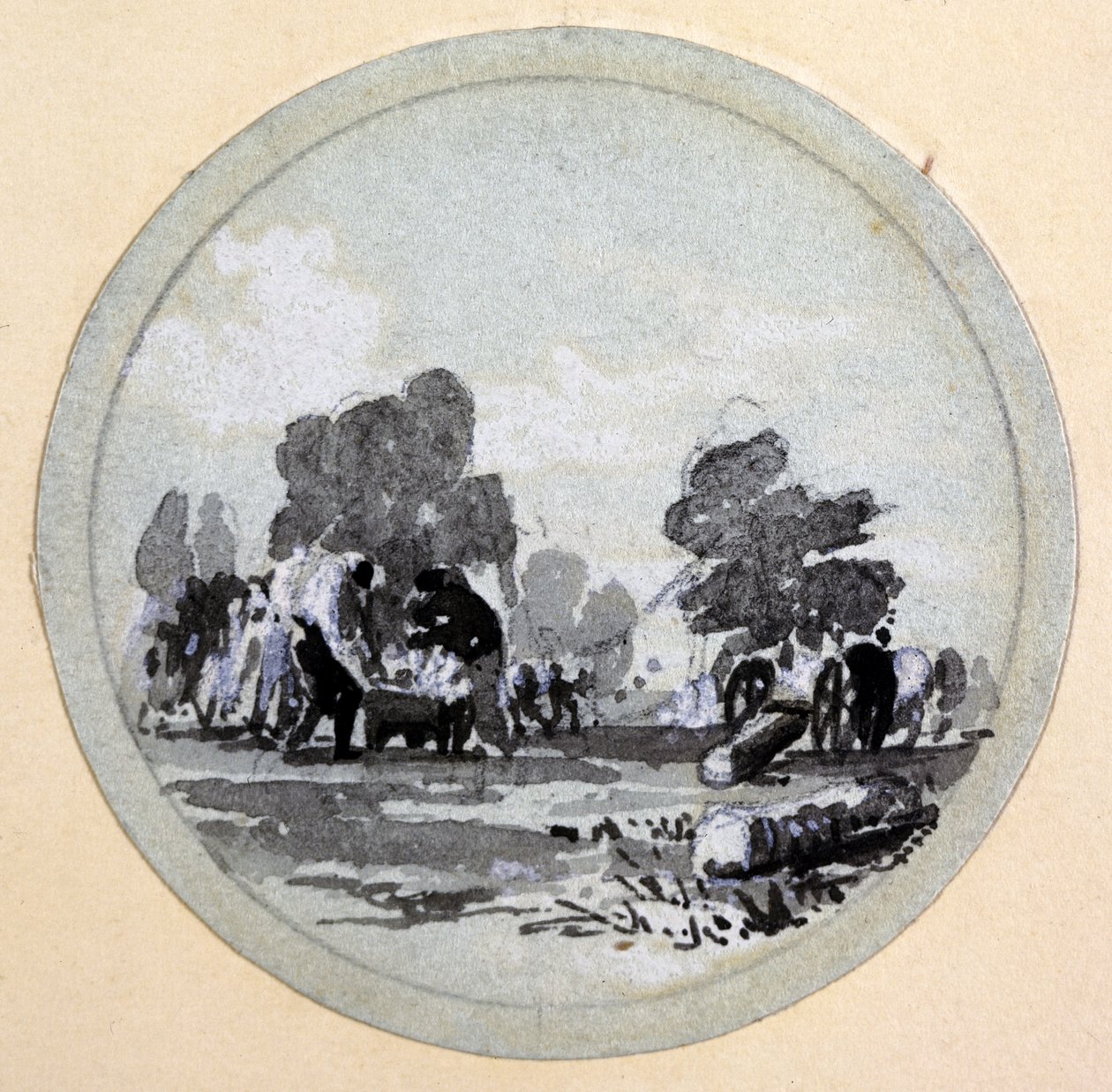 Temizlik, Londra ve Birmingham Demiryolu, c.1838 (kalem ve mürekkep ve kağıt üzerinde yıkama) by John Cooke Bourne