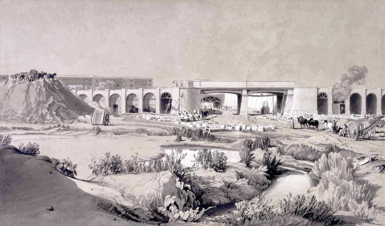 Hampstead Road Bridge, 5 Ekim 1836 (kalem ve mürekkep ve kağıt üzerinde yıkama) by John Cooke Bourne
