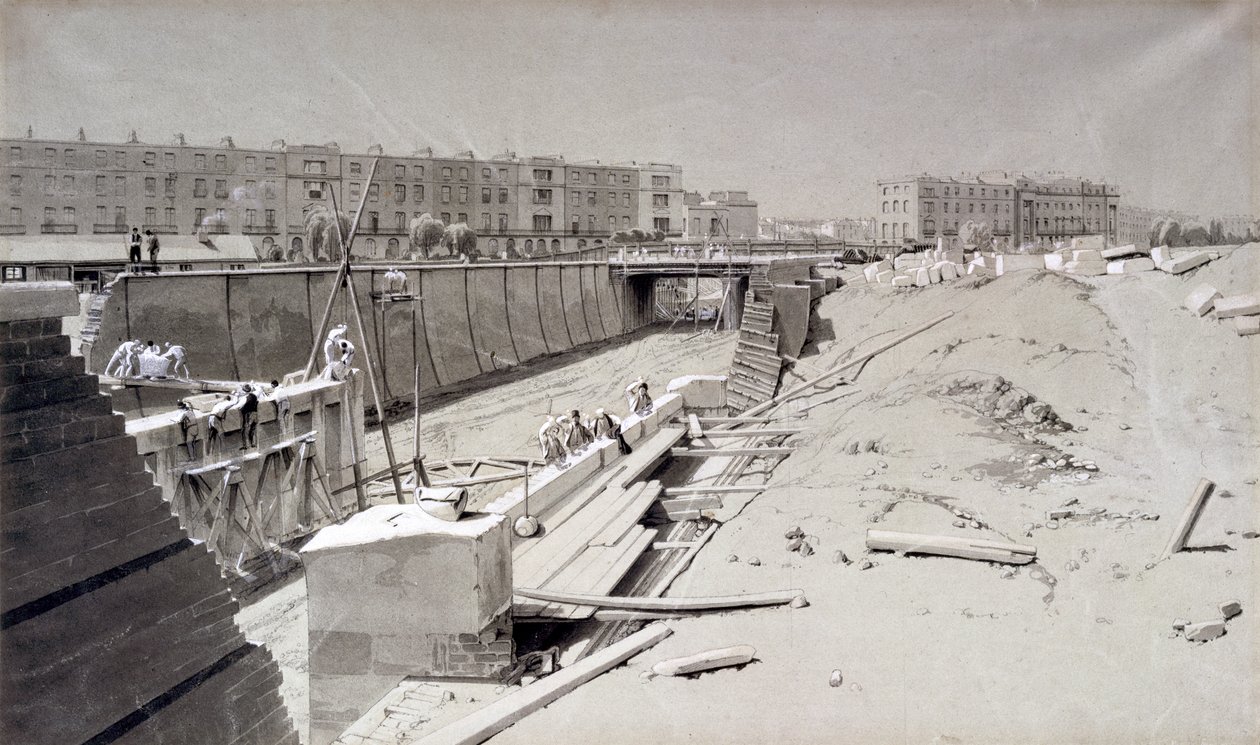 Hampstead Road Bridge, Camden tarafından, 11 Ağustos 1836 (kalem ve mürekkep ve kağıt üzerinde yıkama) by John Cooke Bourne