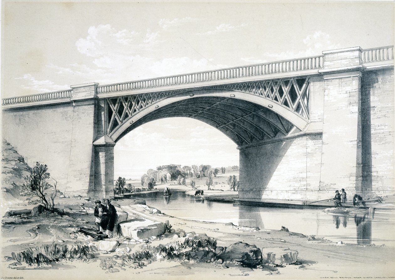 Nash Mill Köprüsü, Kings Langley yakınlarında, Hertfordshire, 1839 by John Cooke Bourne