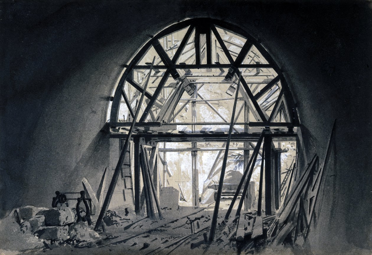 Kuzey Kilise Tüneli, 17 Haziran 1837 (kalem ve mürekkep ve kağıt üzerinde yıkama) by John Cooke Bourne