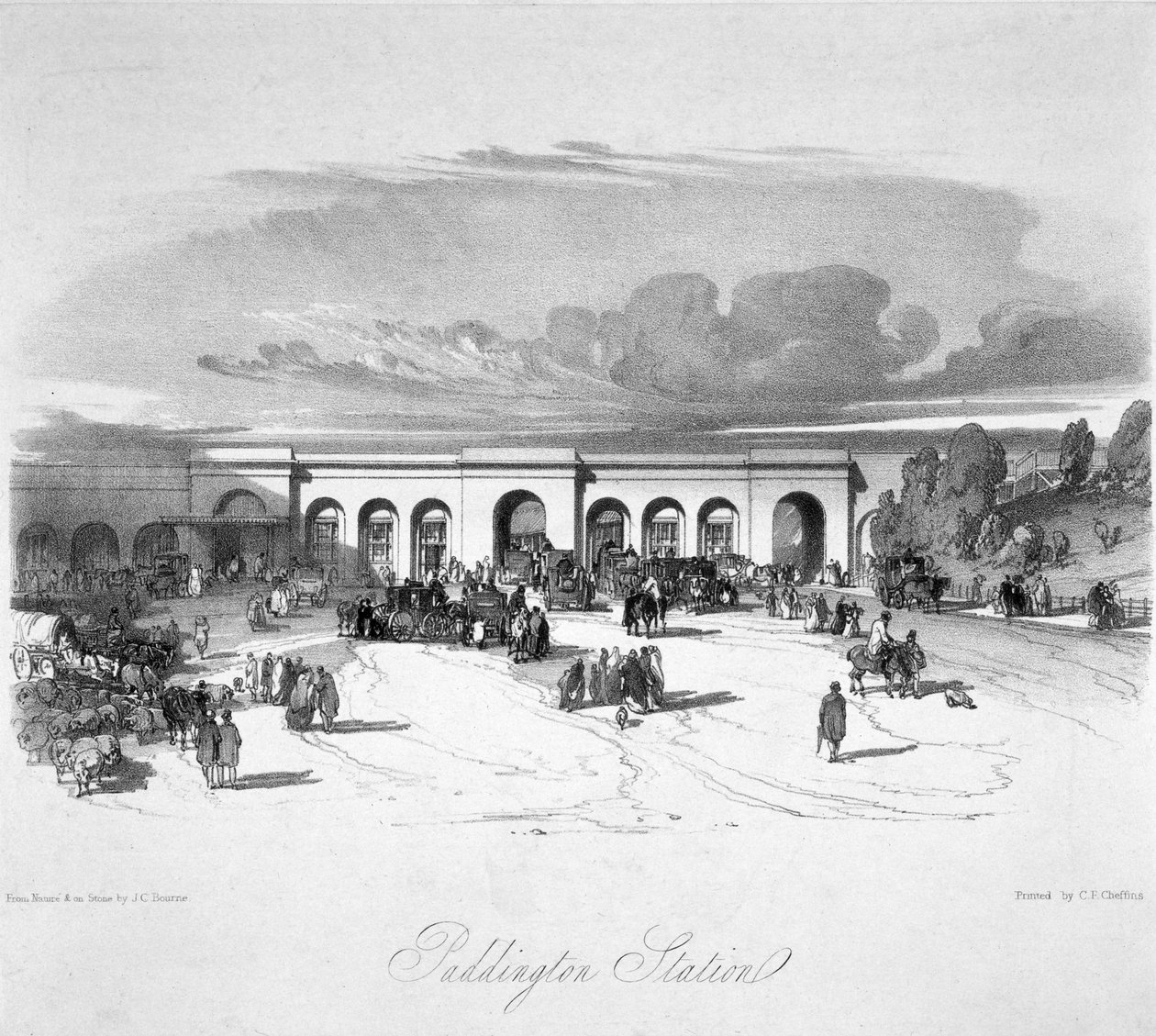 Paddington İstasyonu, Londra, 1846 by John Cooke Bourne