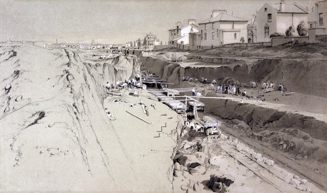Park Village, 26 Ağustos 1836 (kalem, mürekkep ve kağıt üzerinde yıkama) by John Cooke Bourne