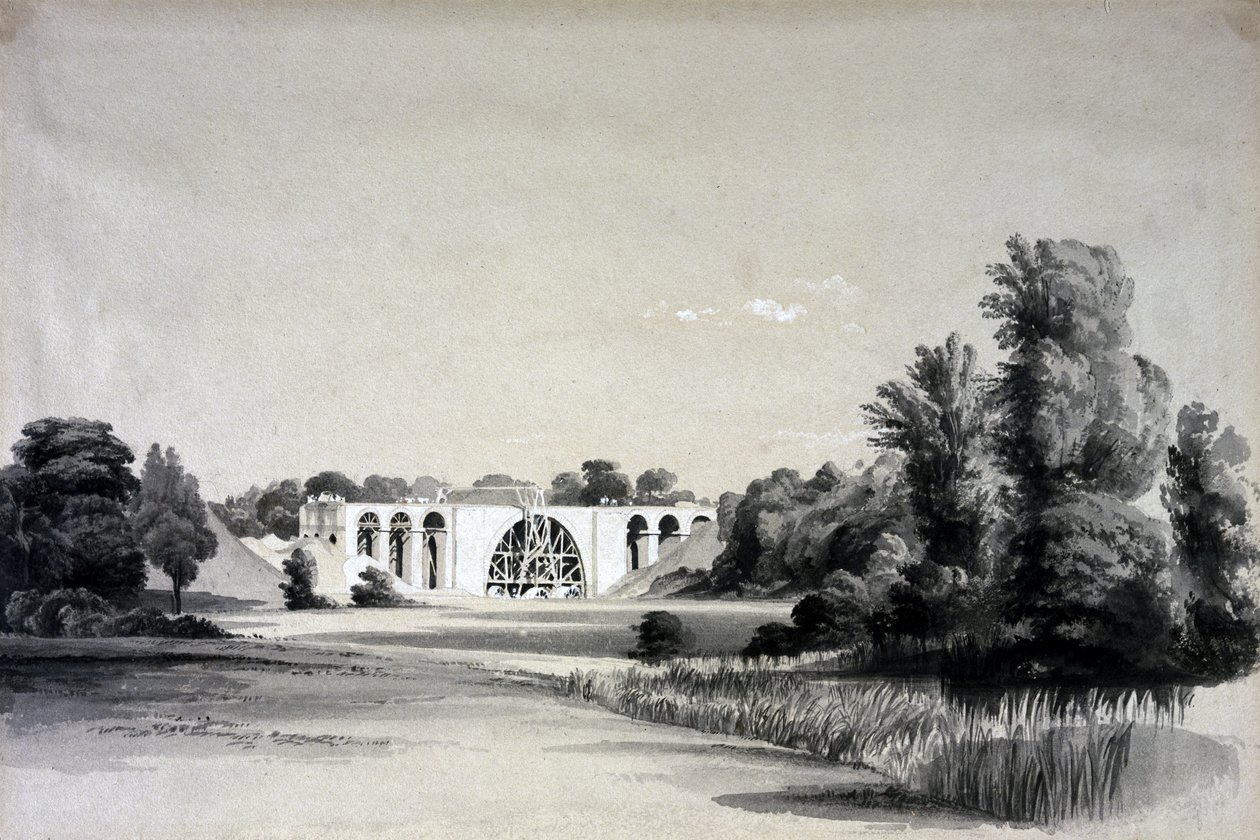 Sowe Viyadüğü, Binley yakınında, 2 Temmuz 1837 (kalem ve mürekkep ve kağıt üzerinde yıkama) by John Cooke Bourne