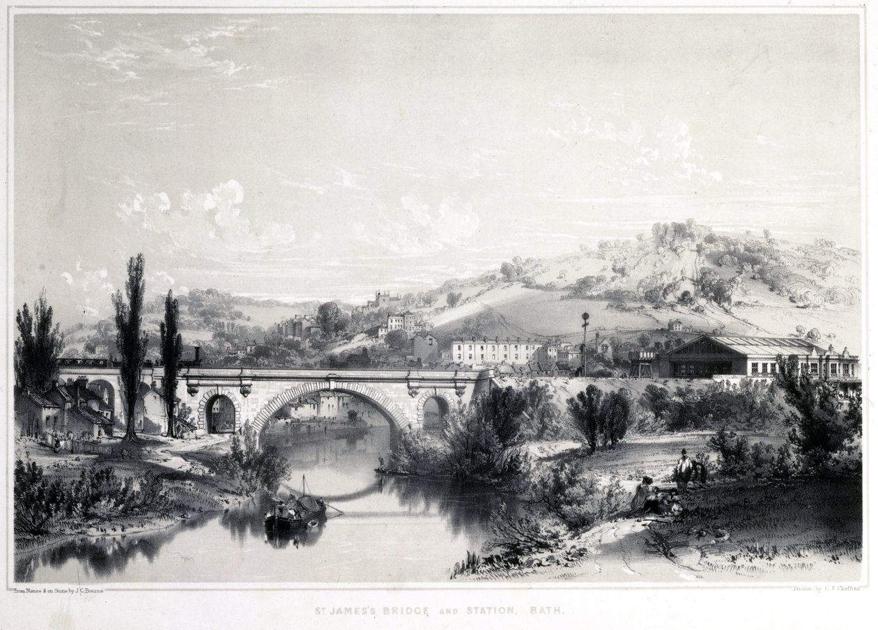 James Köprüsü ve İstasyonu, Bath, 1846 by John Cooke Bourne