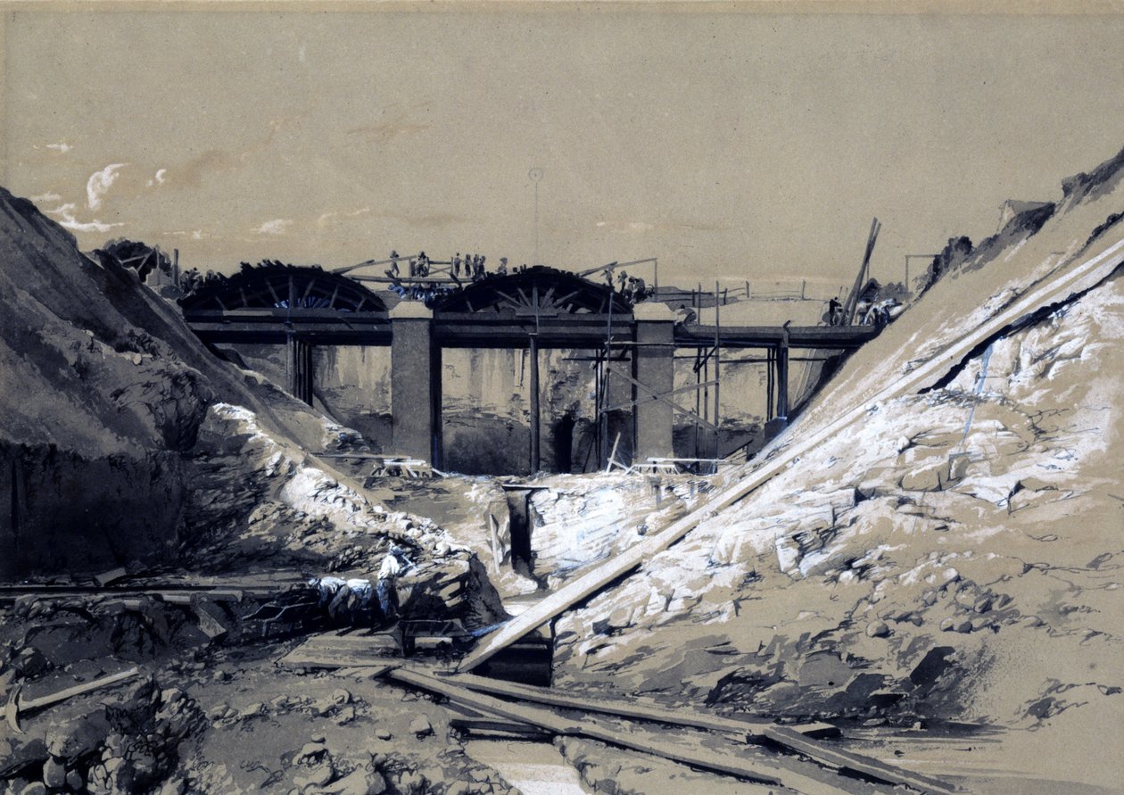 Tring Kesme, Hertfordshire, 1838 (kalem ve mürekkep ve kağıt üzerinde yıkama) by John Cooke Bourne