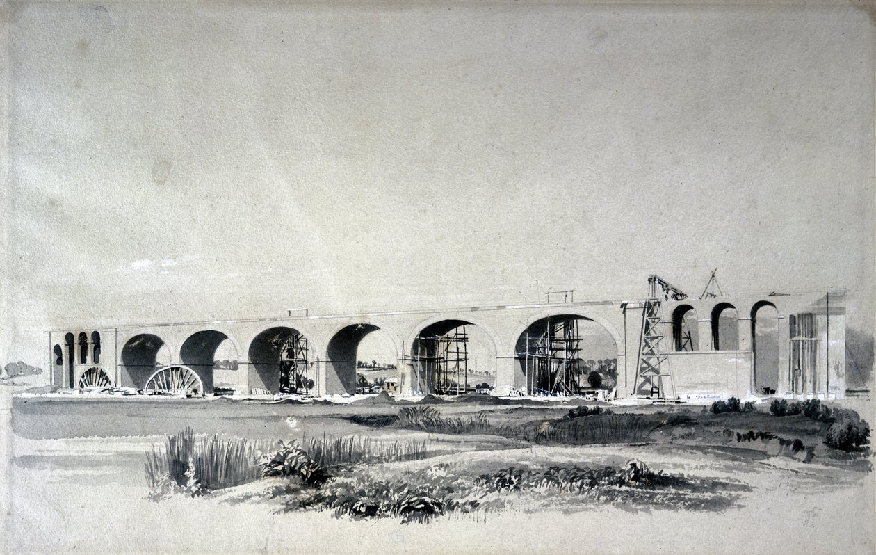 Wolverton Viyadüğü, 30 Haziran 1837 (kalem ve mürekkep ve kağıt üzerinde yıkama) by John Cooke Bourne