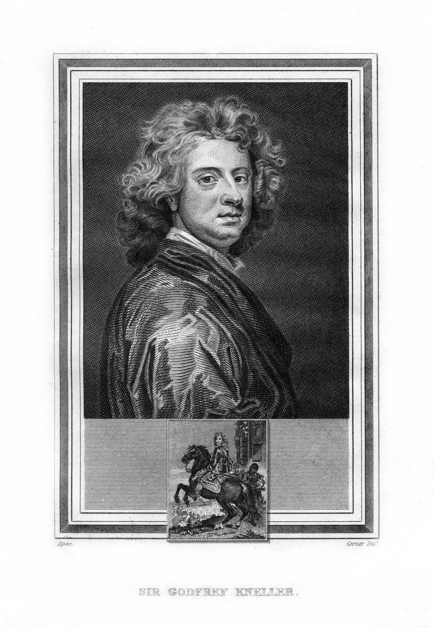 Sir Godfrey Kneller, Almanya doğumlu İngiliz Barok dönemi ressamı, 1825. by John Corner