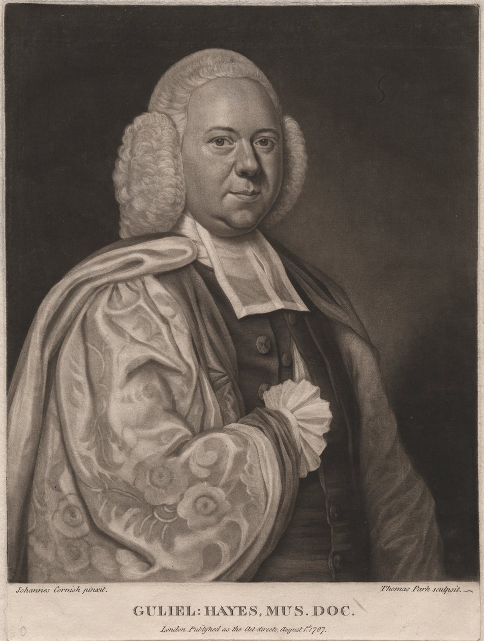 Thomas Park (1758-1834), 1787 (mezzotint) tarafından oyulmuş Guliel Hayes by John Cornish