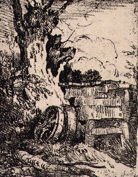 Bir ağacın yanında cartwheels, pub. J. & W. Freeman tarafından by John Crome