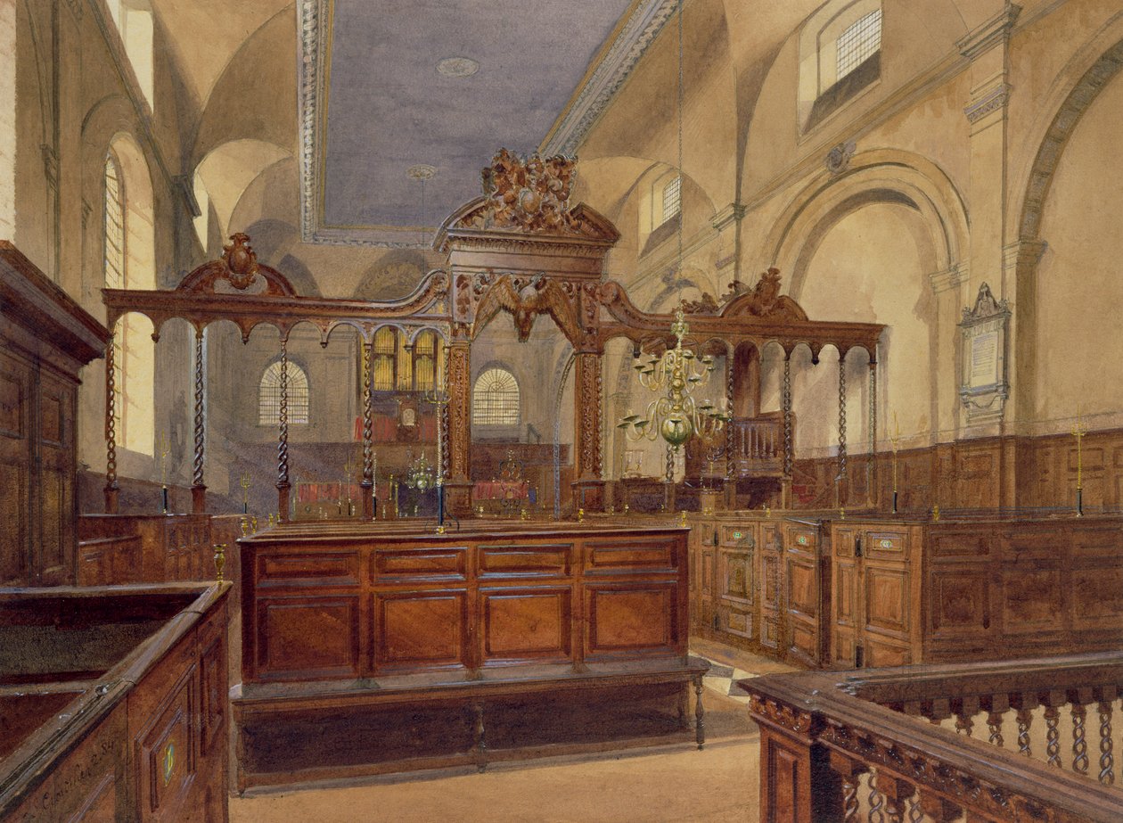 All Hallows The Great, Thames Caddesi, İçişleri, 1884 by John Crowther