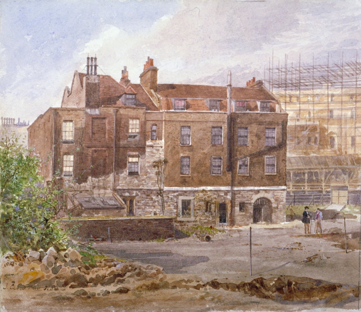 Almonry ofisinin doğu cephesi, Middle Scotland Yard, Westminster, Londra, 1884. by John Crowther