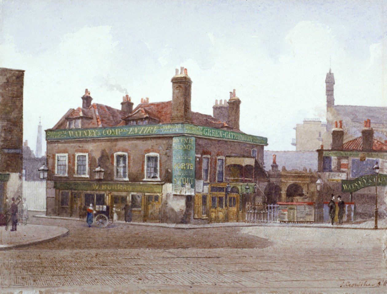 City Road ve Bath Street kavşağında Green Gate Tavern, Londra, c1880 by John Crowther