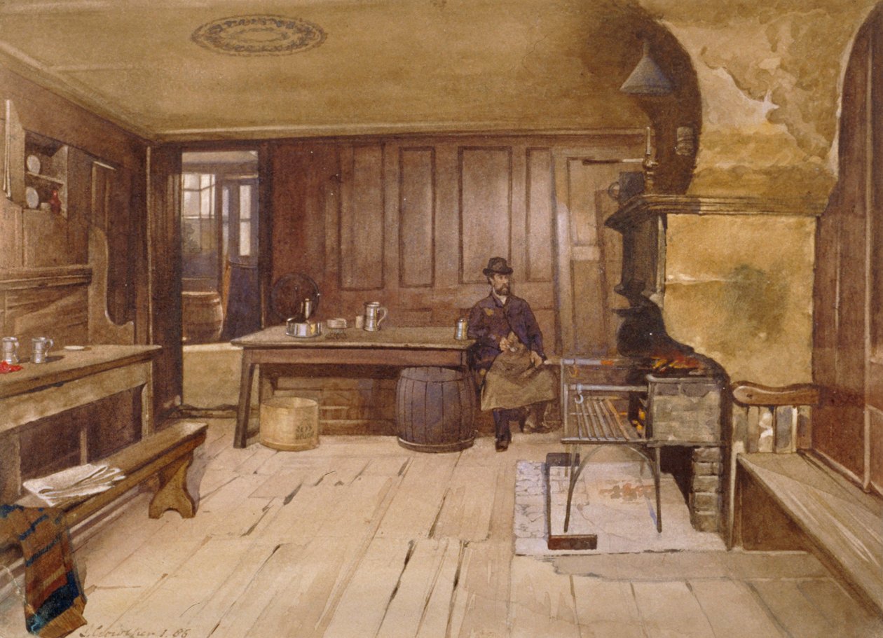 Elek halk evindeki musluk odasının içi, Church Street, Minories, Londra, 1885 by John Crowther