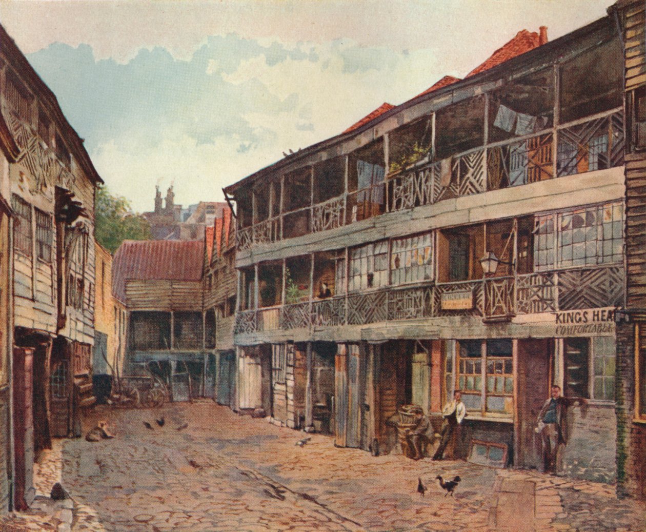 Kings Head Inn ve Kings Head Inn Yard, Borough High Street, Southwark, Londra, 1879 by John Crowther