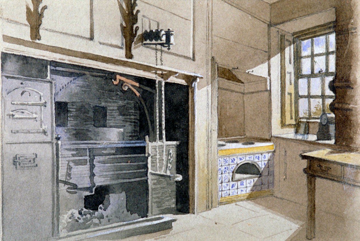 Mutfak aralığı ve Hollanda fırını, no 21 Austin Friars Street, City of London, 1885 by John Crowther