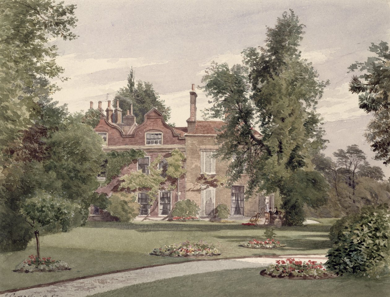 Raleigh House'un yandan görünüşü, Brixton Hill, Lambeth, 1887 by John Crowther