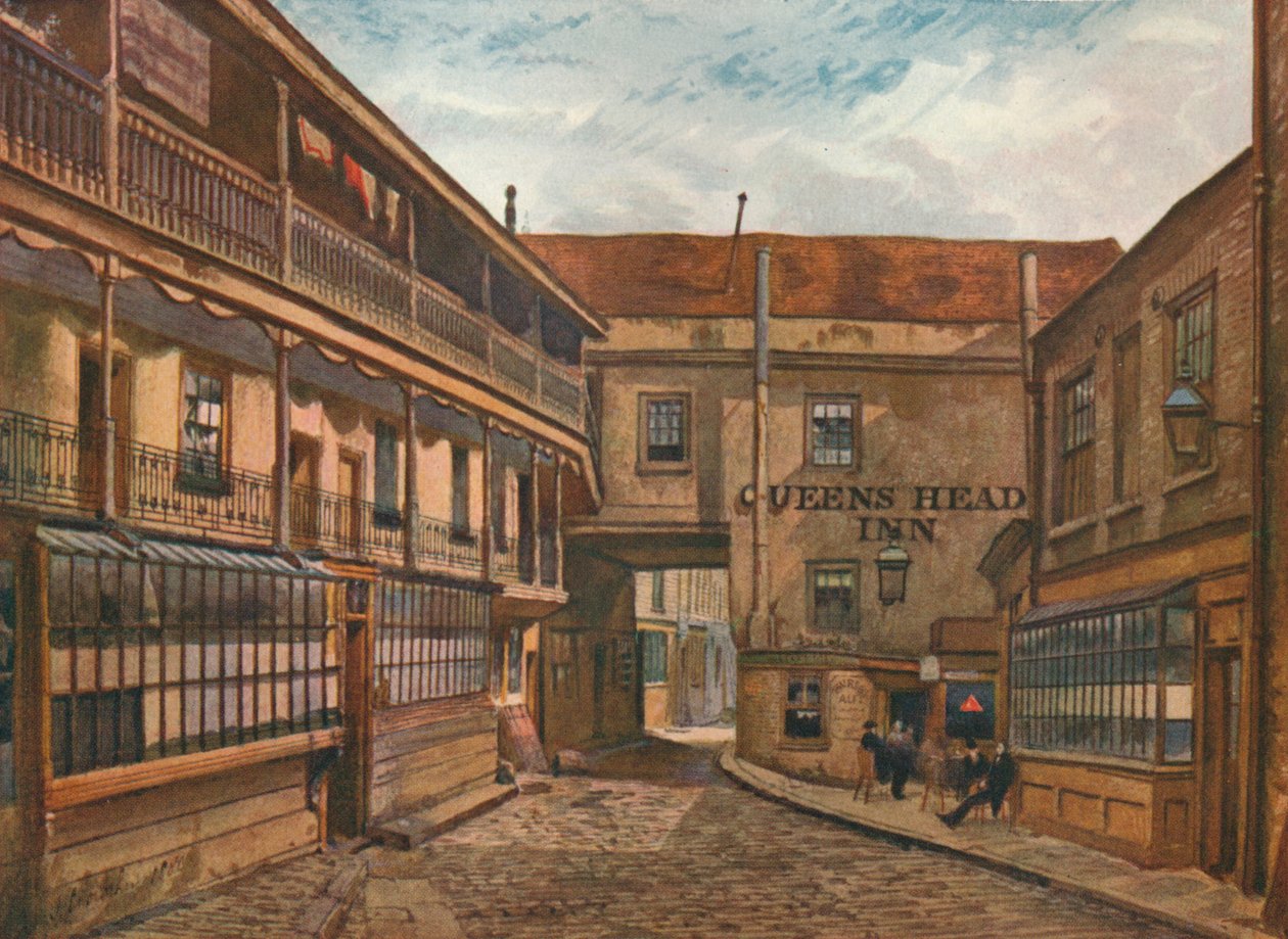The Yard of the Queens Head Inn, Borough, Southwark, Londra, 1880 1926 by John Crowther