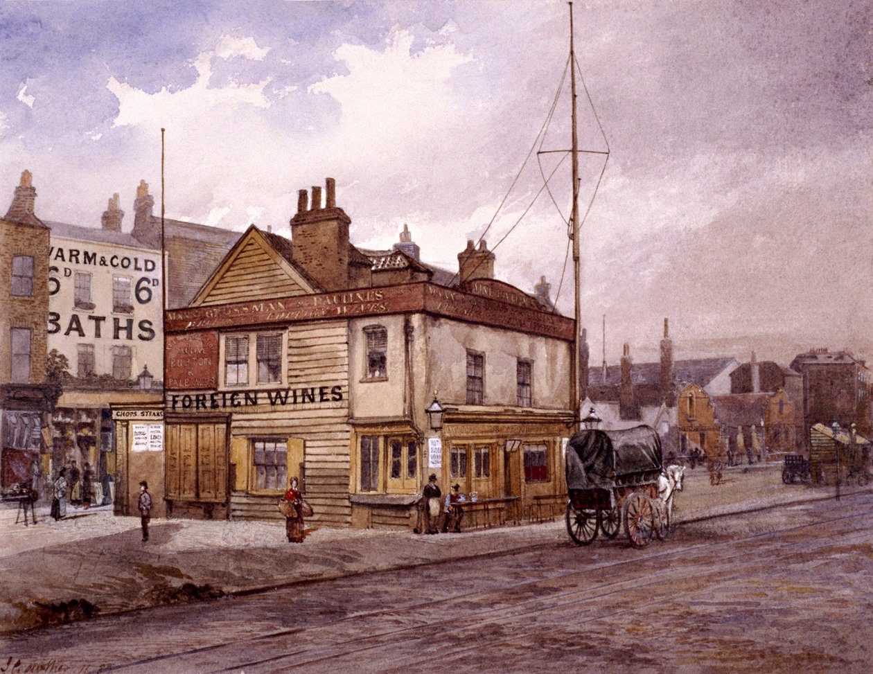 Vine Tavern, Mile End Yolu, Stepney, Londra, c1883 by John Crowther