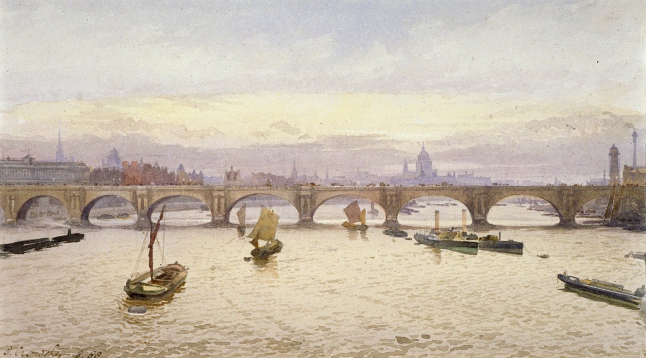 Waterloo Köprüsü, Londra, 1888 by John Crowther