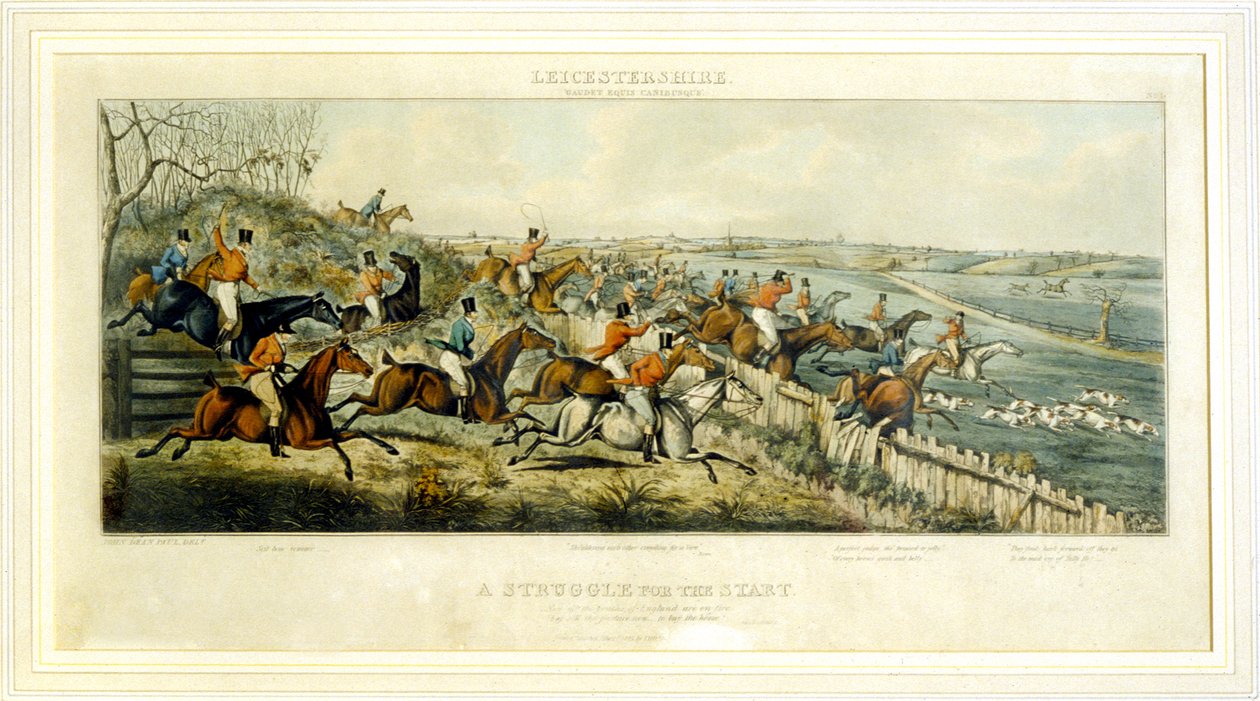 Bir Başlangıç için Mücadele, Leicestershires, Henry Alken (1785-1851) 1825 (renkli gravür) tarafından oyulmuş by John Dean (after) Paul
