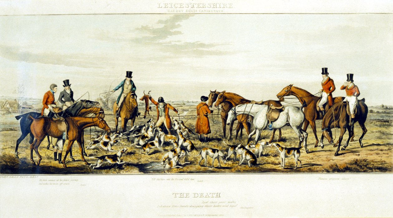 Ölüm, Leicestershires, Henry Alken (1785-1851) 1825 (renkli gravür) tarafından oyulmuş by John Dean (after) Paul