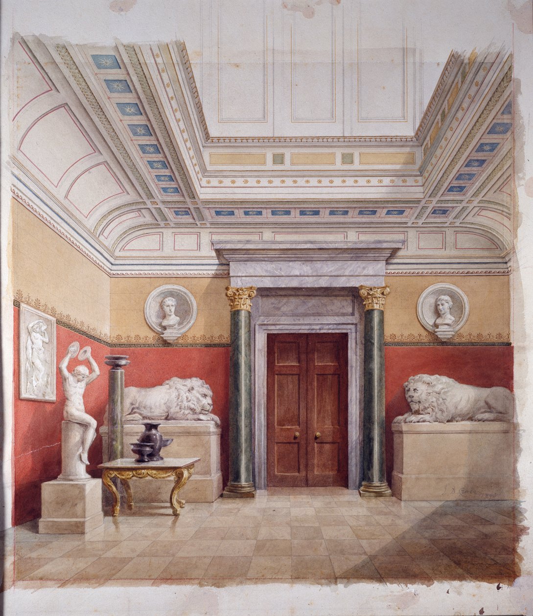 Heykel Galerisi, kuzey ucu, 1870 dolayları (kağıt üzerine suluboya) by John Dibblee Crace