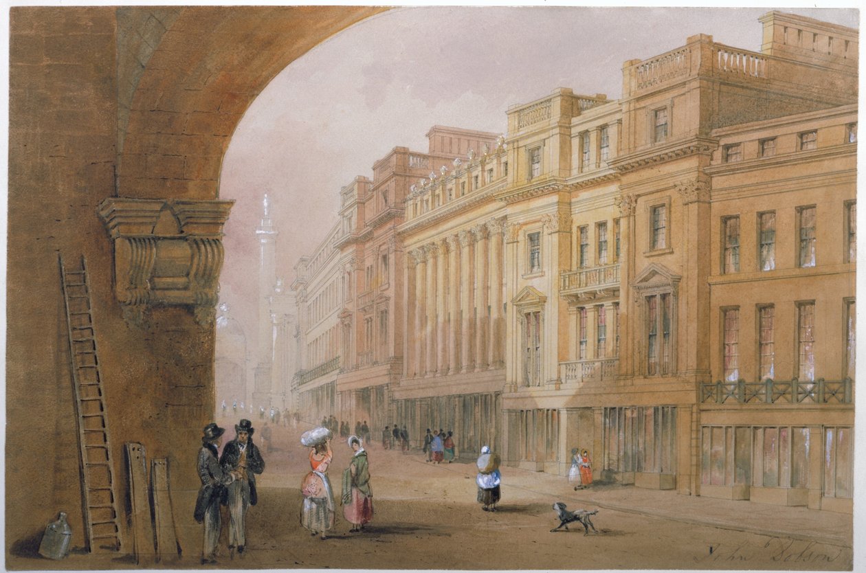 Gray Street, Newcastle upon Tyne manzarası (kağıt üzerinde bc, mürekkep ve wc) by John Dobson