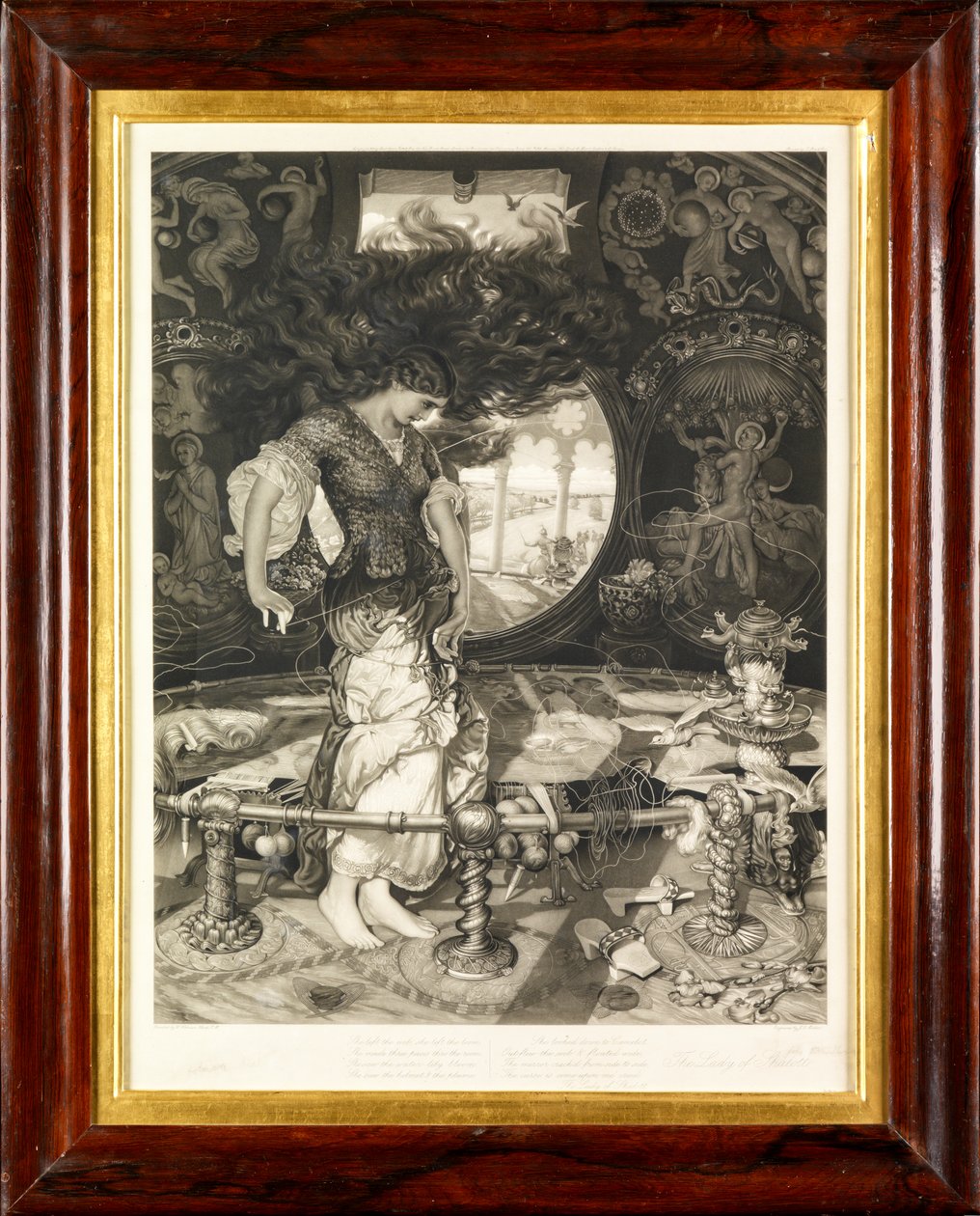 Shalott Hanımı (mezzotint) by John Douglas Miller