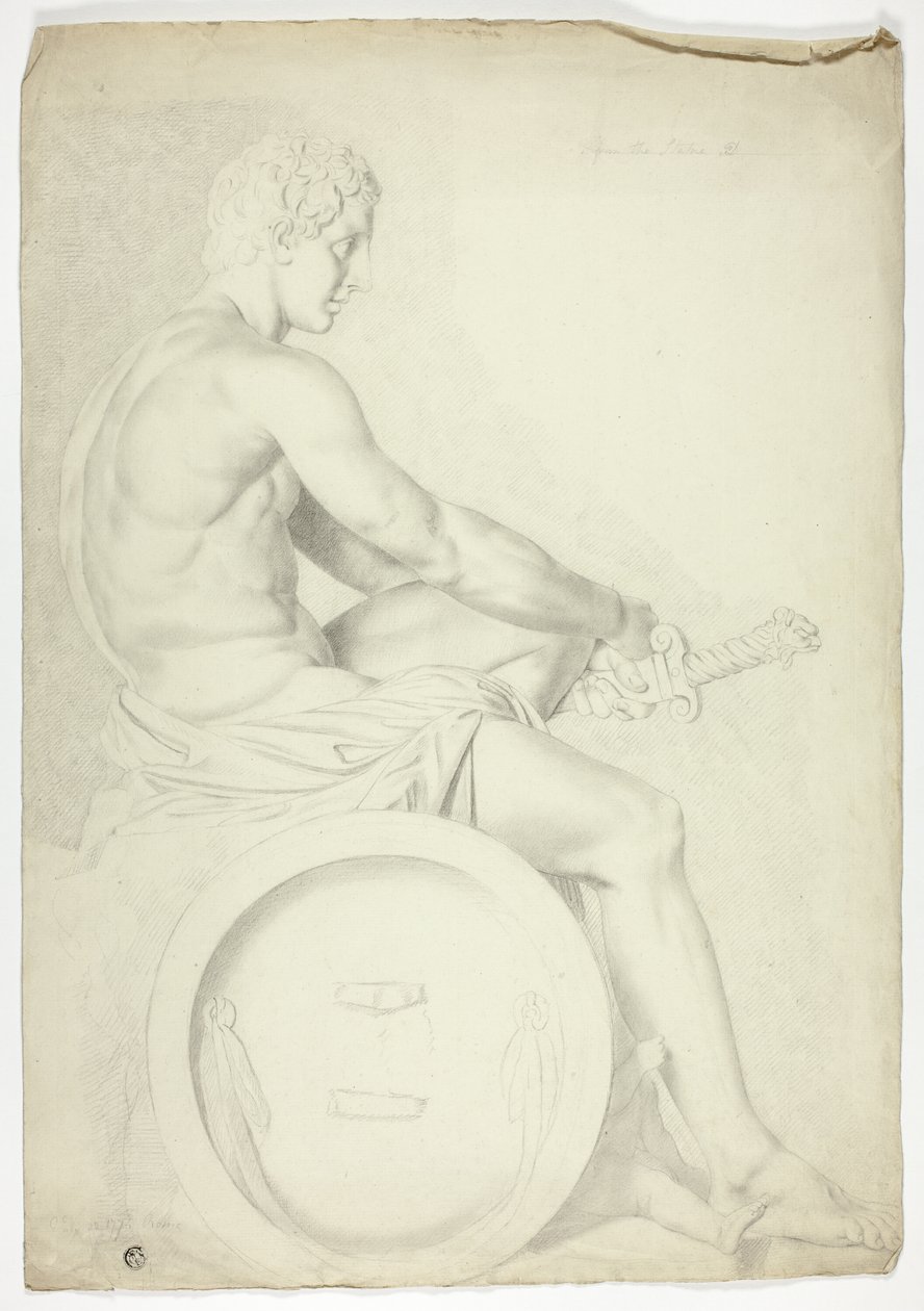 Kılıçlı Oturan Figür Antik Heykelinden Sonra by John Downman